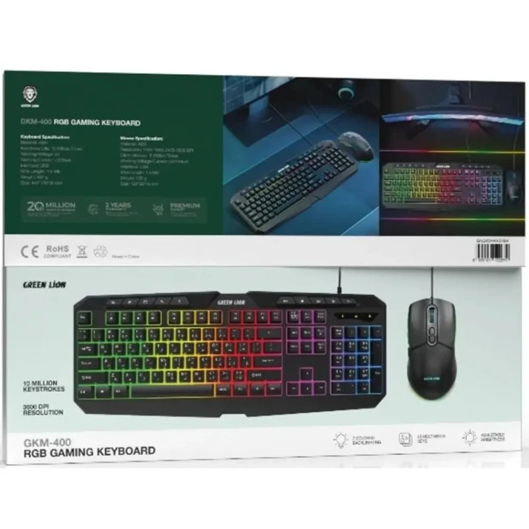 کیبورد و ماوس گیمینگ گرین لاین مدل GKM-400