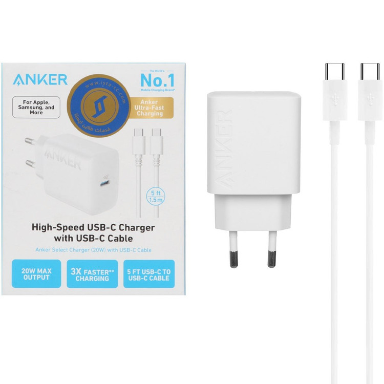 كلگی شارژر Anker تايپ سی 20 واتی مدل B2347G21